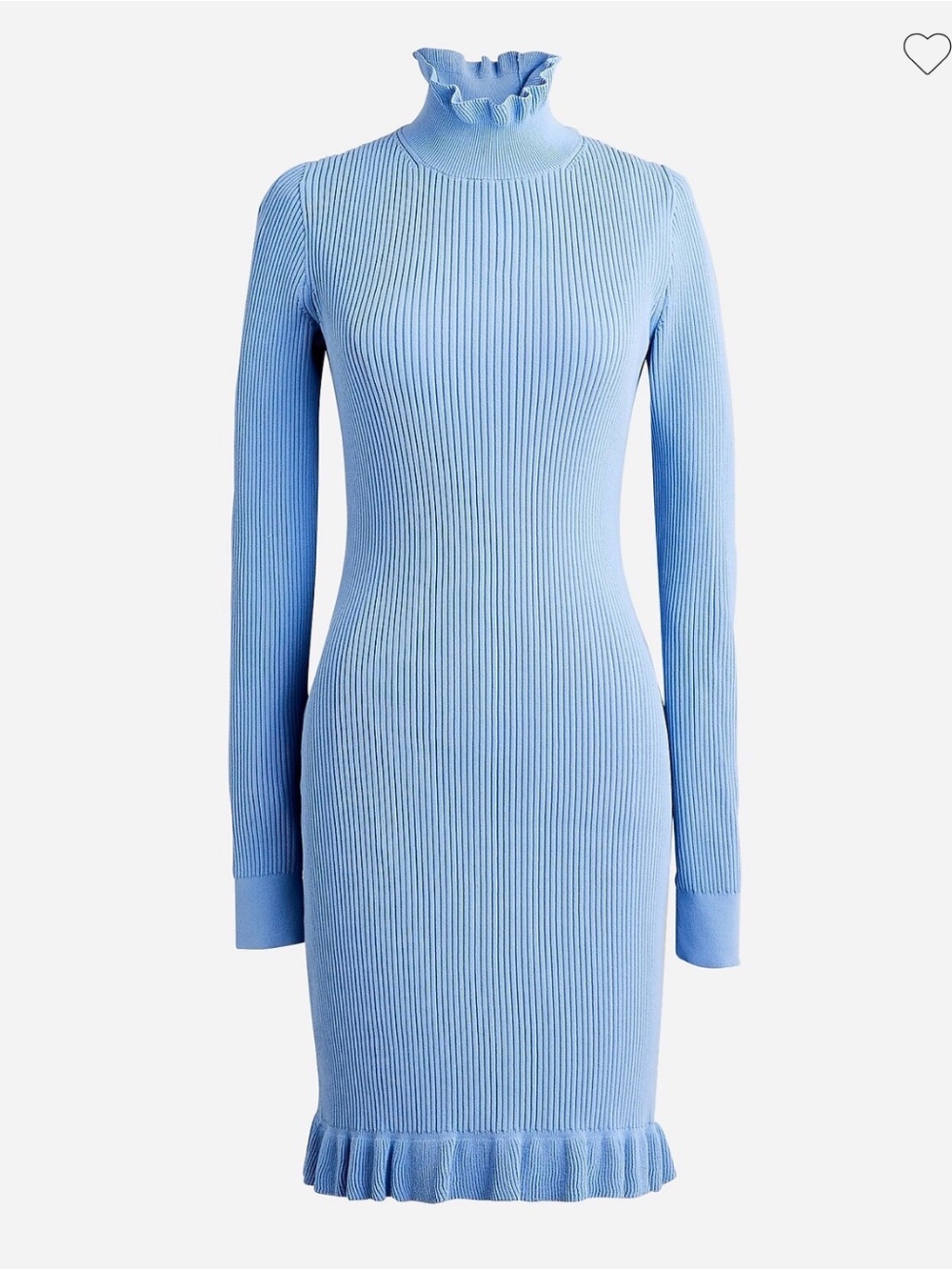 J. Crew Size L light blue Supersculpt ruffleneck mini sweater-dress NEW!